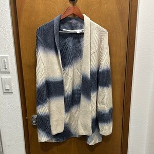 Blue and Cream Open Cardigan. Lightly worn---almost like new